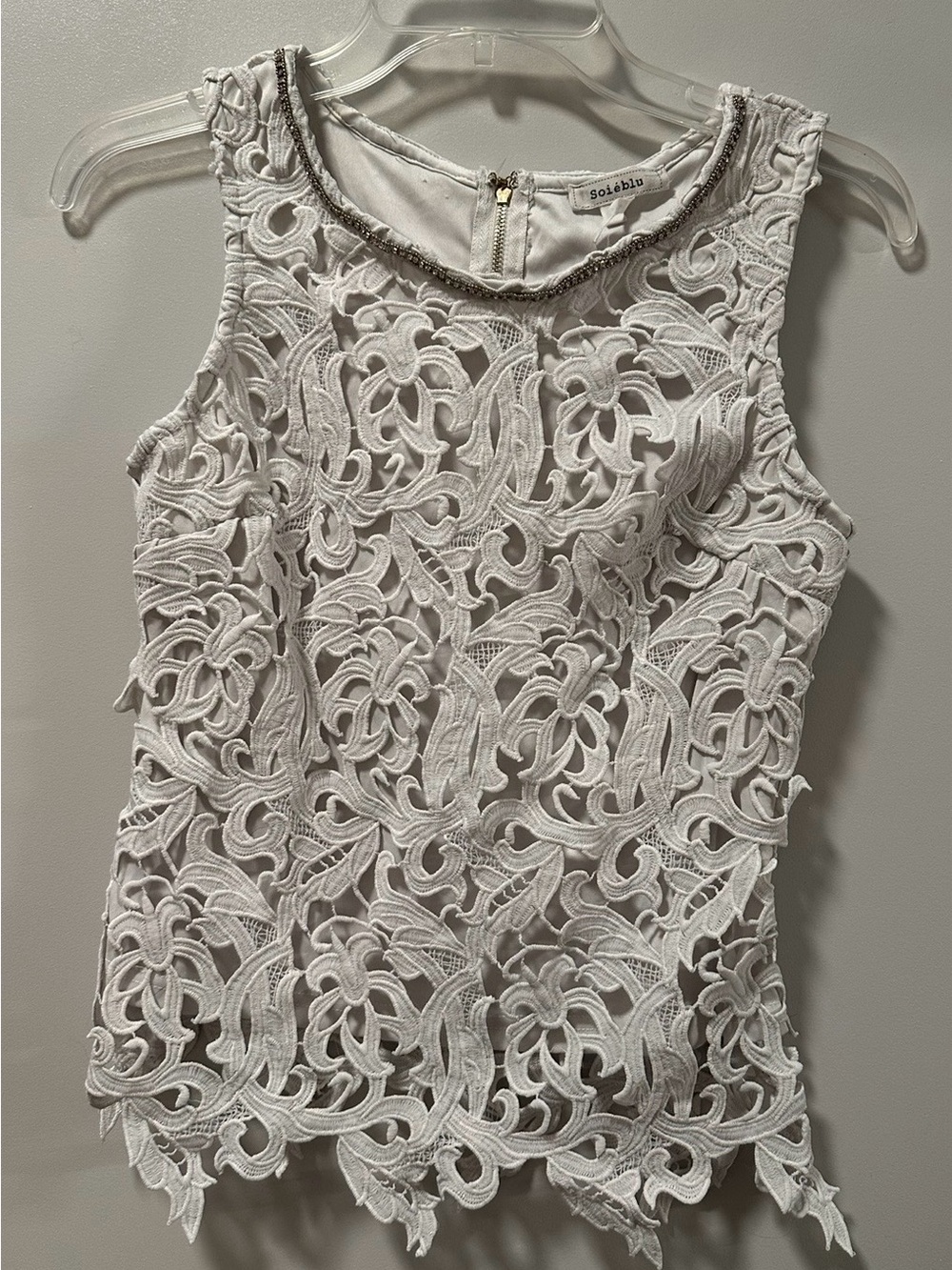 White Lace Overlay Sleeveless Top